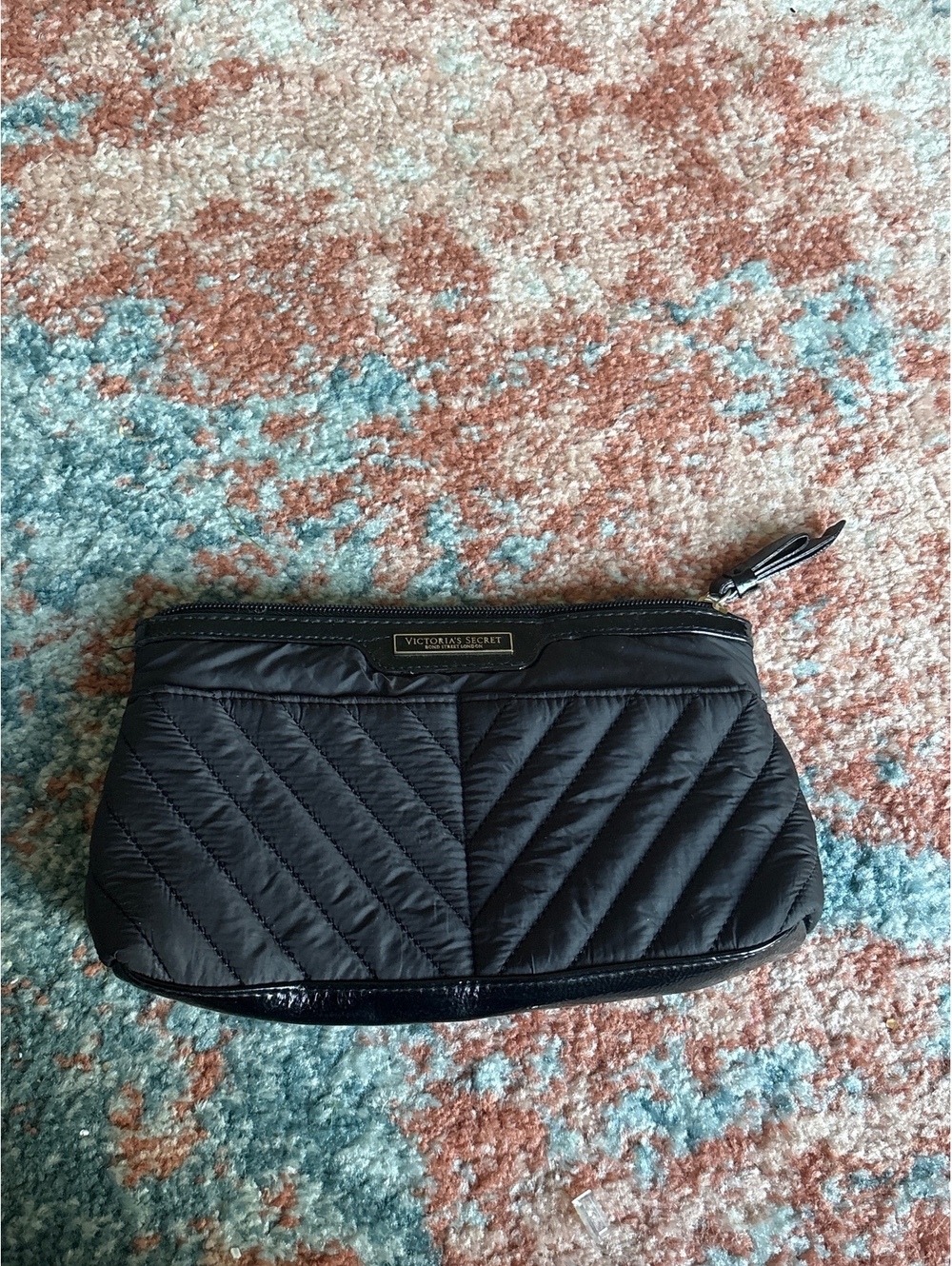 Victoria’s Secret Makeup Bag Color Black Quilted Cosmetics Case